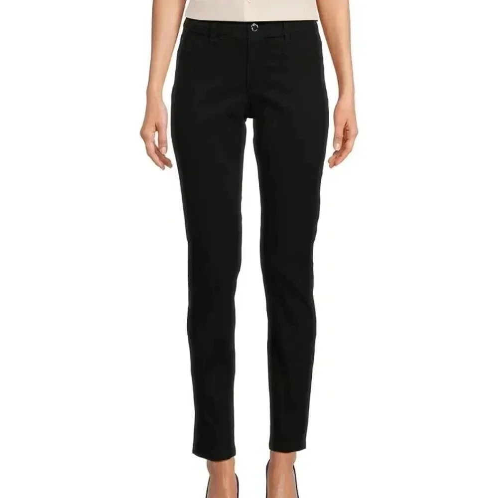 Calvin Klein Women's Stretch Mid Rise Straight Leg  Pants